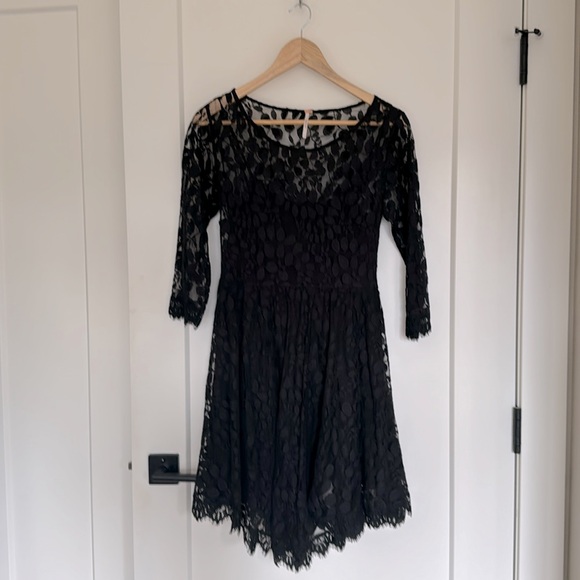 Free People Black Lace mini skater style dress - Picture 5 of 11